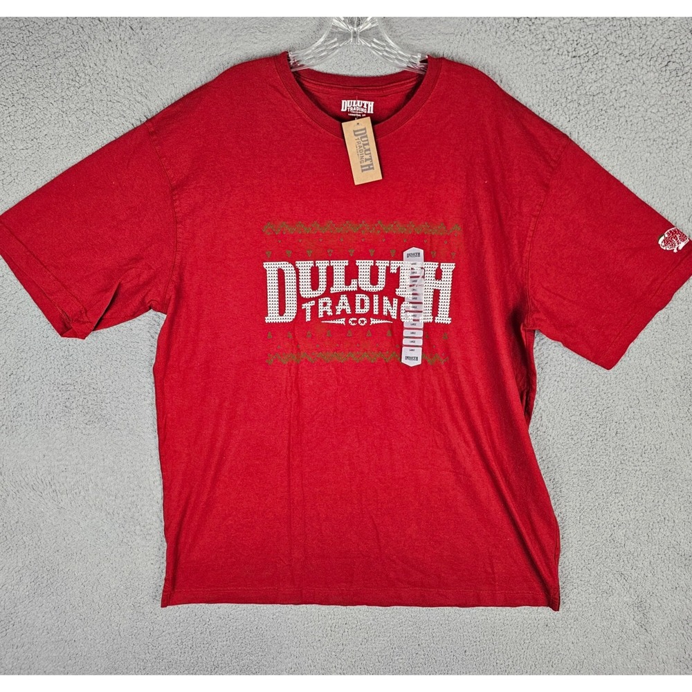 Duluth Longtail T-Shirt Mens Large Red Ugly Sweater Logo Short Sleeve 73292
